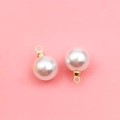 Set of two white round pearl pendants with gold metal loops for DIY jewelry making - 8mm KC Gold Round