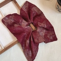 Vintage burgundy square scrunchie with retro pattern in artistic lifestyle setting - Wine Red Tie Dye