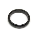 Polished black segmented stainless steel bangle with a minimalist elastic structure - Single Ring Elastic Bracelet (8mm Width) / Black