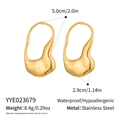 Detail view of irregular geometric earrings in gold finish with precise measurements - Irregular Gold Style (YYE023679)