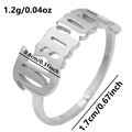 Adjustable silver zodiac ring with cutout birthday lettering in stainless steel - Taurus / Silver