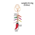 Rose gold keychain featuring a large red chili and small multi-color enamel peppers - BG00142-02 Red Large Chili with Colorful Peppers Keychain (Rose Gold)
