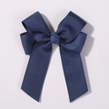 Handmade navy blue double-layered grosgrain ribbon hair bow clip for kids - Dark Blue