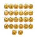 Set of 26 gold stainless steel flat round alphabet beads from A to Z for DIY jewelry - Gold