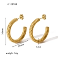 Orecchini a cerchio dorati da 30mm con trama a corda ritorta e finitura in oro 18k - Oro 18K / Oro
