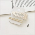 Elegant 3-piece hair clip set featuring white pearls and golden wavy metal hairpins - Style 6# (3-Piece White Pearl Metal Mix Set)