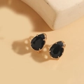 Elegant water drop earrings with black faceted crystals and gold-plated claw setting - Black Zirconia (Gold)