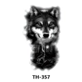 Wolf head and howling forest moon design temporary tattoo sticker in black sketch style - Th-357 / 210*148mm