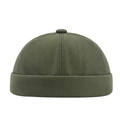 Gorro docker verde oscuro de algodón para hombre y mujer con estilo vintage - Ajustable / Verde Militar (JX-03111)