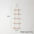 Escalera decorativa de madera de 60 cm con ramas naturales y cuerda de cáñamo - Modelo de Escalera de 5 Peldaños