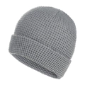 Dettaglio del berretto in maglia grigia con trama a nido d'ape e design con risvolto - L / Grigio chiaro