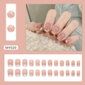 Faux ongles courts ballerine motif feu d'artifice œil de chat et paillettes 24pcs - Style de Colle Oeil de Chat Feu d'Artifice(MY020)