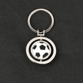 Polished silver metal keychain with rotatable black and white football pendant - Rotatable/Soccer
