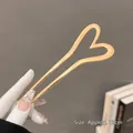 Épingle à cheveux dorée en forme de cœur, design minimaliste à deux dents, 13 cm - Cœur Lisse Doré (99#)