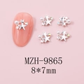 Detail view of 8x7mm silver star nail charms with pearls and rhinestones on nails - MZH-9865 (8*7mm)