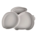 Divided silicone baby plate in grey with three sections for organized infant feeding - Y20 Single Plate (Grey/Irregular Divided)
