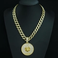 Gold plated iced out Capricorn zodiac pendant on iced Cuban link chain for men - Capricorn with 18inch Cuban Chain / Gold