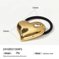 Elastico per capelli a cuore cavo in acciaio inossidabile dorato con fascia nera - Cuore Traforato - Oro