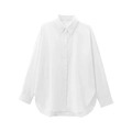 Classic white long sleeve cotton shirt with button-down front in a loose minimalist style - XS / White