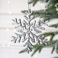 Decorazione natalizia a fiocco di neve con paillettes argento e cordino per l'albero - 10cm / Fiocco di Neve Argento Lucido