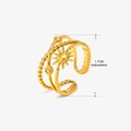 18K gold plated celestial sun ring with adjustable wavy beaded band for women - Sunburst Style(ZN459G) / Gold