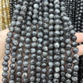 Handgehaltene graue Natursteinperlen mit schwarzen Texturen für DIY-Schmuck - Schwarzer Blitz A247 / 4mm (ca. 88 Perlen)