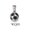 Iced out silver football soccer ball pendant with black enamel details for hip hop style - Steel Football (WQ05)