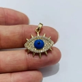 Goldener Evil-Eye-Anhänger mit blauem Edelstein und funkelnden Kristallen für Damen - Gold 5-Klassischer Strass Böser Blick Anhänger