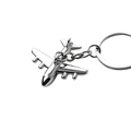 Polished silver metal airplane keychain with a sturdy ring on a clean white background - GX-096 Aircraft