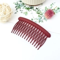 Deep burgundy matte finish 15-tooth round hair comb clip for women elegant styling - Round 15 Teeth / Burgundy