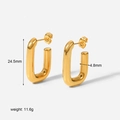 Orecchini a U in acciaio inossidabile placcato oro 18K da 24,5mm e peso di 11,6g - Oro (TKR178)
