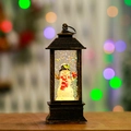 Lanterna natalizia vintage con pupazzo di neve, globo d'acqua LED calda e paillettes - Riempito d'Acqua Oro Spazzolato-Pupazzo di Neve