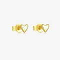 Minimalist S925 sterling silver heart stud earrings in polished golden finish - 925 Silver / 18K Gold