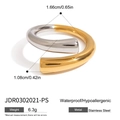 Dettaglio dell'anello intrecciato bicolore in acciaio inossidabile con misure e peso 6,3g - Bicolore Oro & Argento - Torsione Geometrica