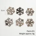 Set of 6 natural wood snowflake ornaments, 6cm rustic pine bark decorations for Christmas - Snowflake Ornaments B / Set of 6 / Natural Wood Color