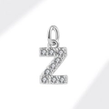 Silver letter Z pendant with cubic zirconia stones for DIY jewelry making - White Gold (Letter Z)
