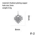 8mm heart zircon pendant in rhodium plating copper with 5mm hole size and F-2 model - Type F-2 (Full Zircon Heart) / Silver