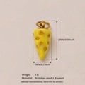 18K gold plated stainless steel mushroom pendant with yellow enamel and orange dots - Cheese Pendant