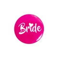 Badge rose vif avec texte Bride blanc et cœur pour les fêtes de mariées - Mariée Coeur / Rose rouge