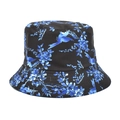 Bob noir avec motifs floraux bleus et oiseaux pour le voyage et la protection solaire - M(56-58cm) / Base Noire Imprimé Floral et Oiseau Bleu