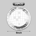 Set di 25 piatti usa e getta da 9 pollici con motivo a specchio a sfera stroboscopica - Piatto Tondo Laser Argento / Grande
