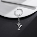 Silver stainless steel crown letter Y keychain accessory on a minimalist background - Letter Y Crown Style (Y)
