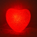 Red heart-shaped LED night light with crystal texture on sparkling star tulle - 16cm / Red