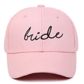 Berretto da baseball in cotone rosa con ricamo bride nero per celebrazioni - Rosa