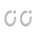 Minimalistische geometrische S925 Sterling Silber C-Creolen mit kleinen Perlen-Details - Silber