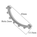 Bohemian stainless steel multi-hole curved connector for jewelry making, 43mm size - 43mm / Steel