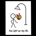 Healing card with heart-shaped unakite gemstone and You Light Up My Life text - Unakite