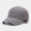 Close-up of gray cotton twill baseball cap showing six-panel structure and vent holes - Medium Grey