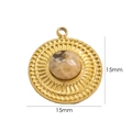 Close-up of 15mm sunburst round natural stone pendant with gold plated finish - Feldspar