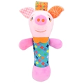 Pink plush pig rattle toy for babies with colorful patterns and soft texture grip - Pig (Pink)